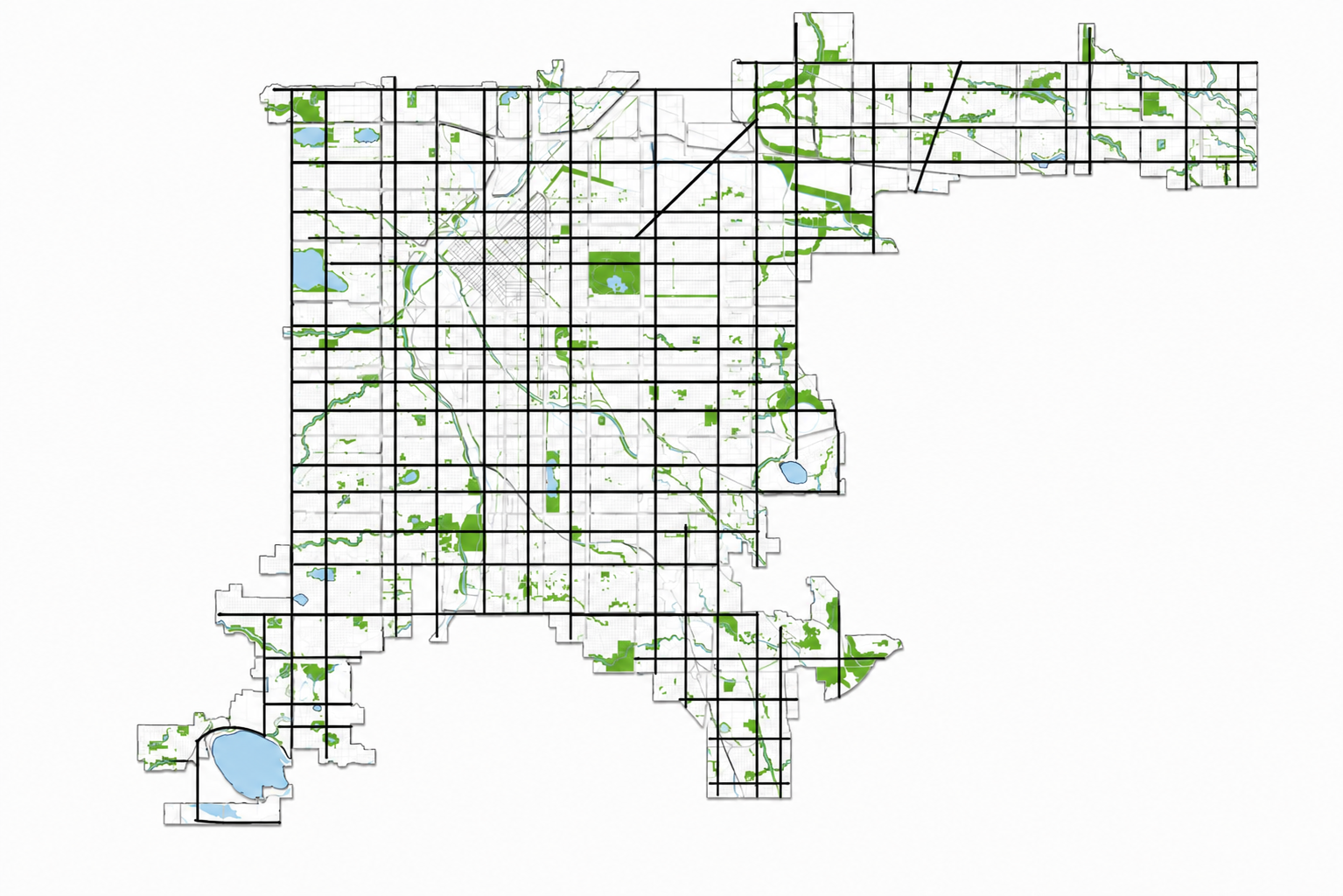 The map reassembled into its whole perimeter with the dividing grid remaining